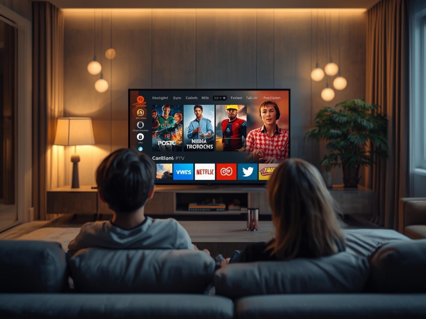 Configuration d'un boîtier IPTV légal en France sur téléviseur 4K avec guide EPG affiché